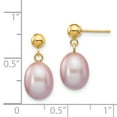 thumbnail image 3 of 14k 8-9mm Purple Rice Freshwater Cultured Pearl Dangle Post Earrings in 14k Yellow Gold, 3 of 3