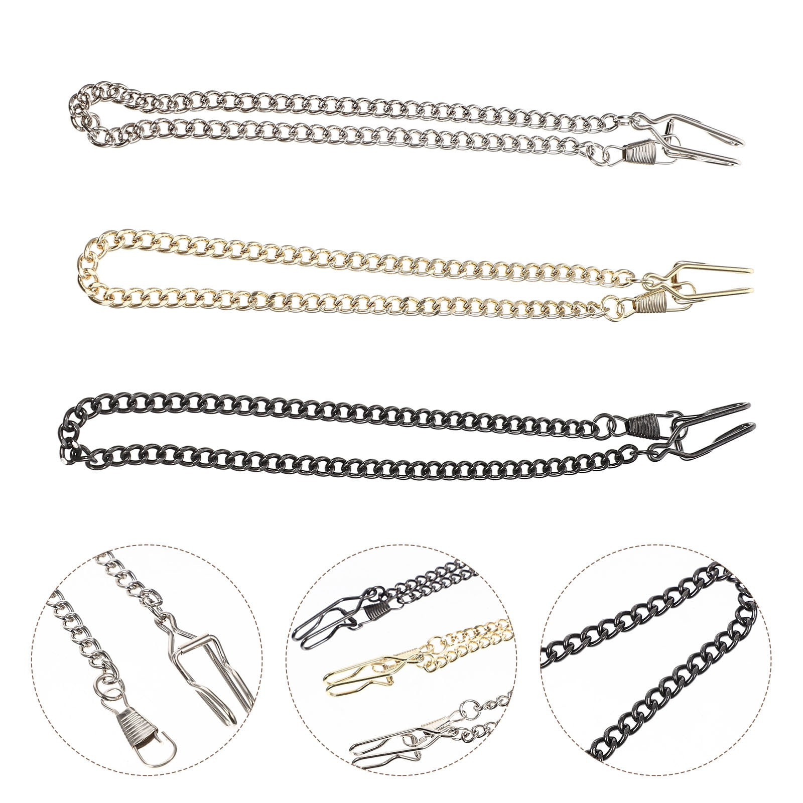 【PC】 3WAY WATCH CHAIN SINGLE 3pcs Pocket Watch Chain Multi-use Iron Chain Pants Chain