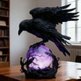 thumbnail image 5 of Vacemry Under $5 Gothic Crow LED Light, Mysterious Crow Sculpture with Glowing Orb, Gothic Style Home Decor with LED Illumination, Unique Gothic Art Piece for Shelf Display, 5 of 9