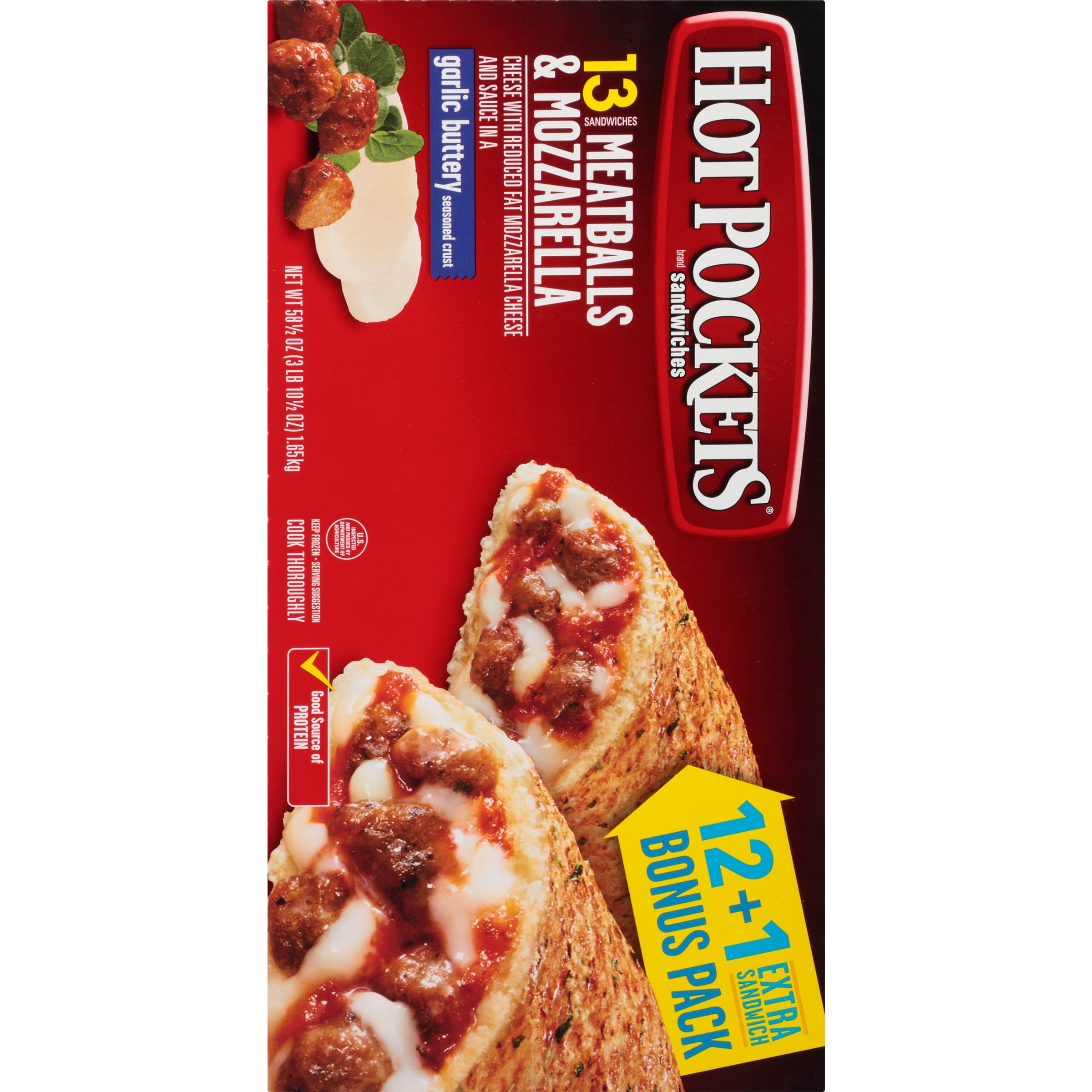 HOT POCKETS Italian Style Meatballs & Mozzarella Frozen Sandwiches 13 ct Box