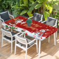 thumbnail image 2 of Red Christmas Table Cloths for 3 Foot Rectangle Tables, Santa Snowman Xmas Gifts Snowflake Winter Patio Waterproof Elastic Fitted Tablecloths, Washable Rectangular Table Cover for Camping, 2 of 8