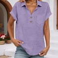 thumbnail image 3 of T Shirts for Women 2026 Summer Short Sleeve V Neck Collared Business Casual Office Work Tshirt Blouse, 3 of 9
