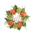 thumbnail image 4 of Corona artificial para puerta de entrada, decoración del hogar con letrero de "Hola", regalo creativo decorativo Verde naranja, 4 of 9