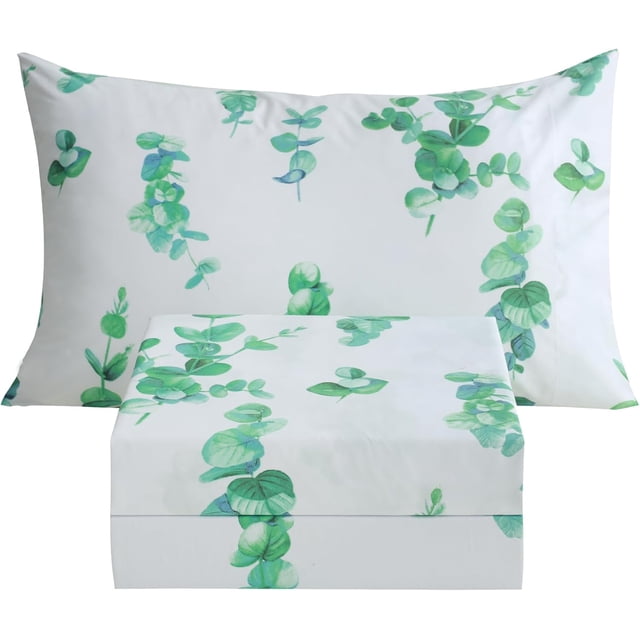 Floral Printed Sheet Set King Soft Microfiber Botanical Bed Sheets Extra Deep Pocket Pieces