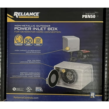 Reliance Controls PBN50 Non-Metallic Power Inlet Box, Amps 50