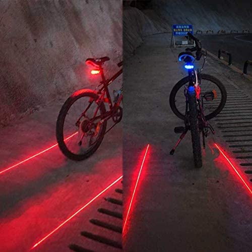 Feu Arrière Vélo 5 LED + 2 Lasers – Clignotant, étanche, Sécurité, Rouge