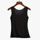 thumbnail image 3 of Pijama de manga corta para mujer, blusa lisa con cuello en U, de 3 piezas, 3 of 6