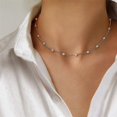 thumbnail image 2 of 2024 2 piezas Popular Color Plata Brillante Cadena de Clavícula Gargantilla Collar Para Mujeres Joyería Fina Boda Fiesta Cumpleaños Regalo--x524-Código de producto x551, 2 of 5