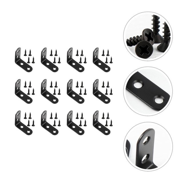 UPGRATOR 12 Pcs Connecteurs d'Étagère en Acier Noir en Forme de L Installation Robuste pour Meubles de Jardin