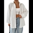 thumbnail image 1 of Camisas de Botones Extragrandes para Mujer, con Cuello Texturizado, Larga, Estilo Casual, para Otoño. S, 1 of 9