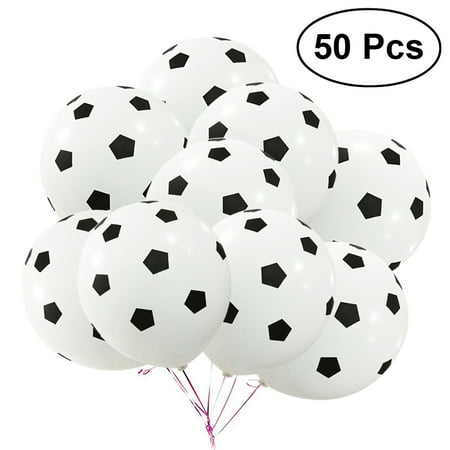 NICEXMAS 50Pcs 12Inch Party Balloon Soccer Latex Rubber Balloons for Decoration 3g (Football Pattern)