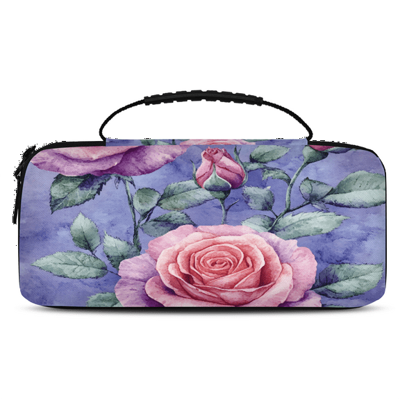 Herdesigns Rose Carry Case Compatible with Nintendo Switch 2, Protective Travel Switch Carrying Case with 20 Game Card Slots for Switch Console & Accessories,Floral Purple