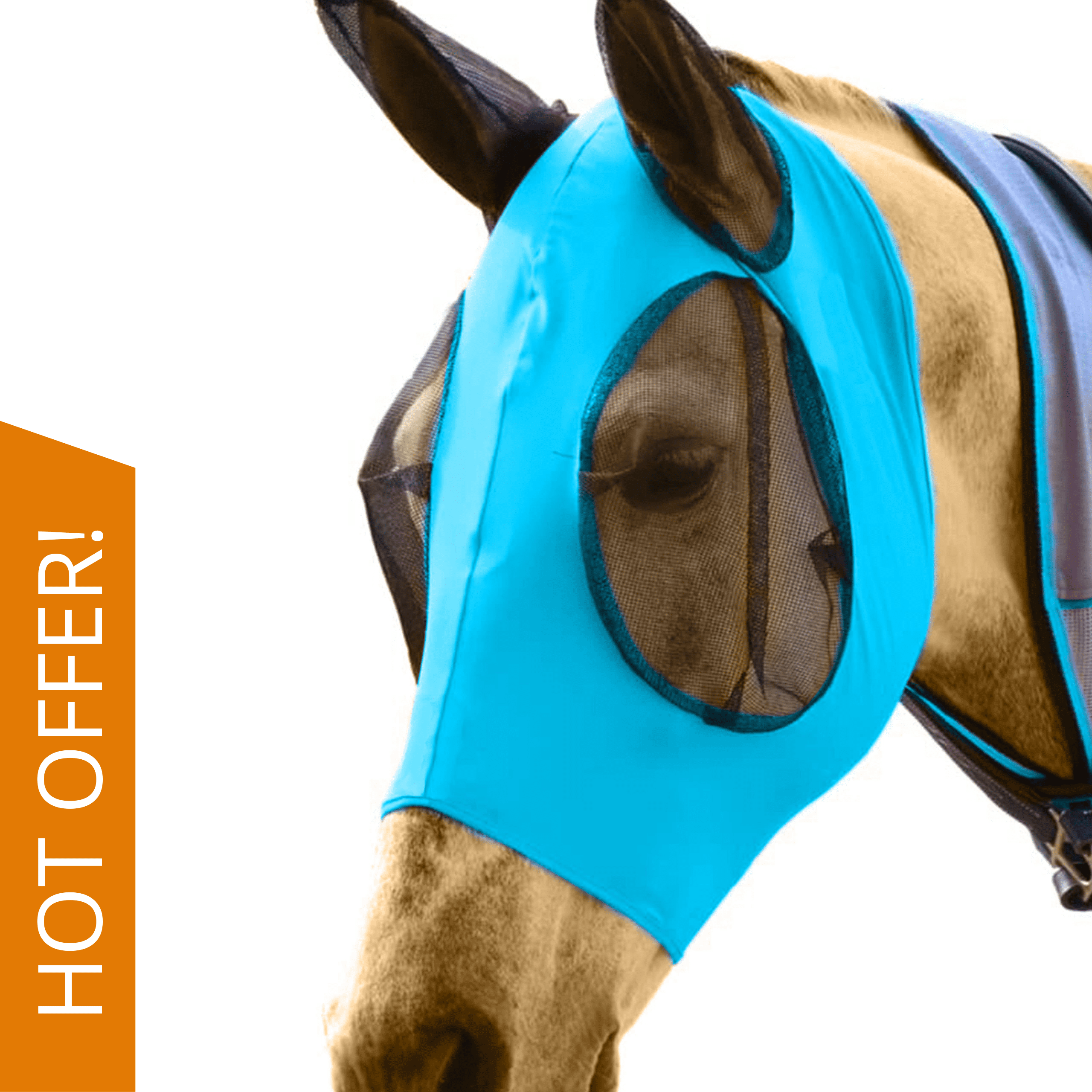 Blue Flying Hood Horse Fly Mask CATAGO Fly Hood Fir-Tech Healing