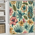 thumbnail image 6 of JRXY Pineapple Tropical Palm Leaves and Flowers Outdoor Shower Curtain Multiple Sizes White, 6 of 7