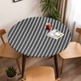 thumbnail image 5 of Grey Lines Elastic Fitted Round Table Cover Stripe Waterproof Outdoor Tablecloth for Holiday Party, Picnic, Patio & Dining Fits Tables Up to 55"-60", 5 of 8