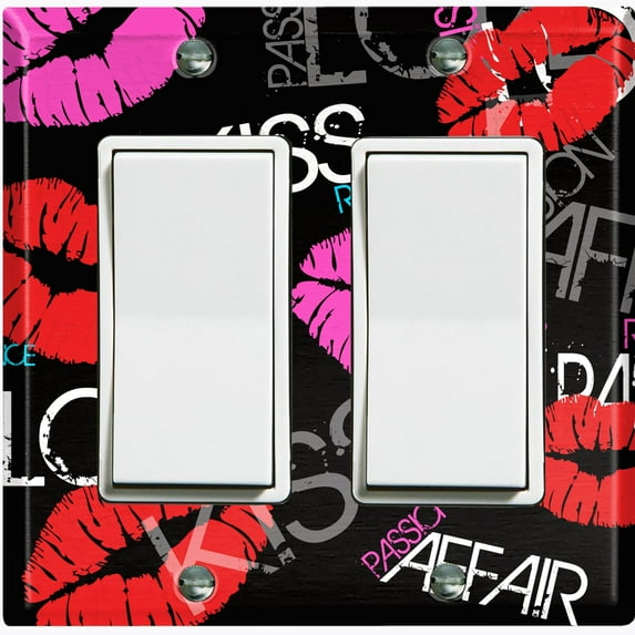 Metal Light Switch Plate Cover Lipstick Kisses Love Romance Black LOV008
