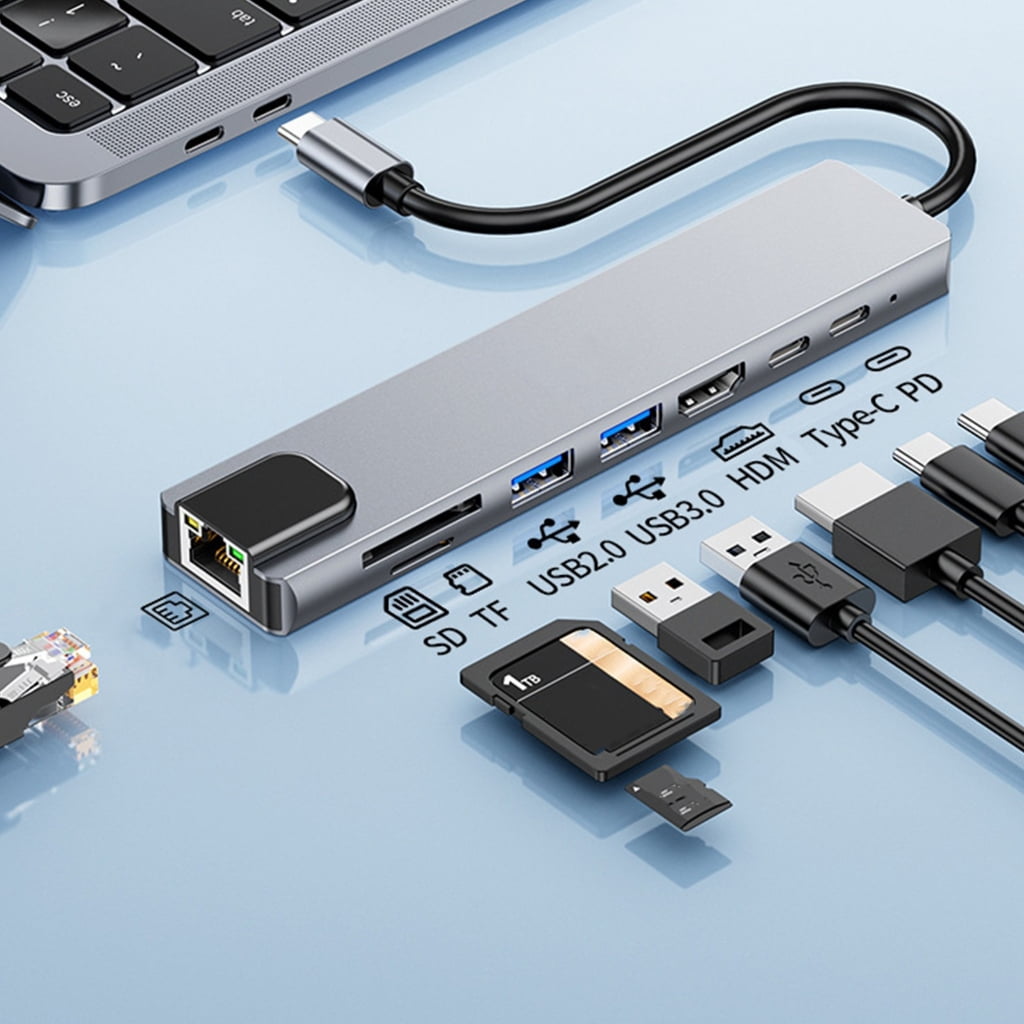 WINDLAND Versatilitys USB C Docking Stations USB C to HDMIs Adapter with 4K HDMIs and TF Slots Compatible for Various Devices
