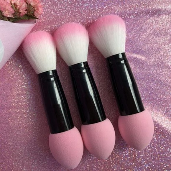 Juego de brochas de maquillaje para mujeres y niñas, 3 uds., base sintética, brocha para cara, sombra de ojos, color rosa