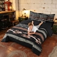 thumbnail image 4 of Manfei GrungeCamo American Flag Twin Bedding,Military Patriotic Independence Day Bedding Comforter Set, Black Gray Brown, Black Reversible 7pcs, 4 of 6