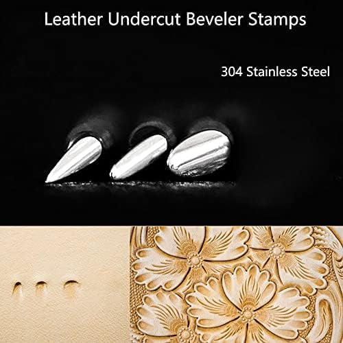 Leather Stamping Tool Beveling Set 3Pcs Undercut Beveler Stamps Stainless Steel Carving DIY LeatherCrafts Kit (Undercut Beveler)$$Art & Craft