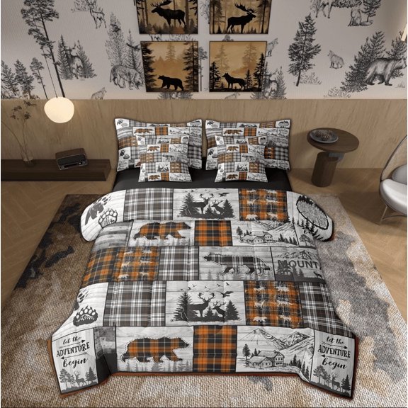 Feelyou Farmhouse Adventure Twin Bedding Sets 7-Piece, Lake House Bedding Comforter Set, Rustic Animal Sheet Sets, Ultra Soft Room Decorative
