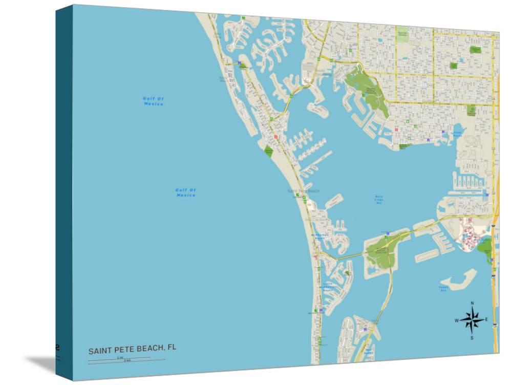 Political Map of Saint Pete Beach, FL, GalleryWrapped Canvas Print