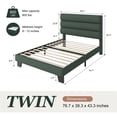 thumbnail image 7 of Amolife Twin Bed Frame, Platform Bed Frame with Chenile Fabric Upholstered Slat Headboard, Green, 7 of 7