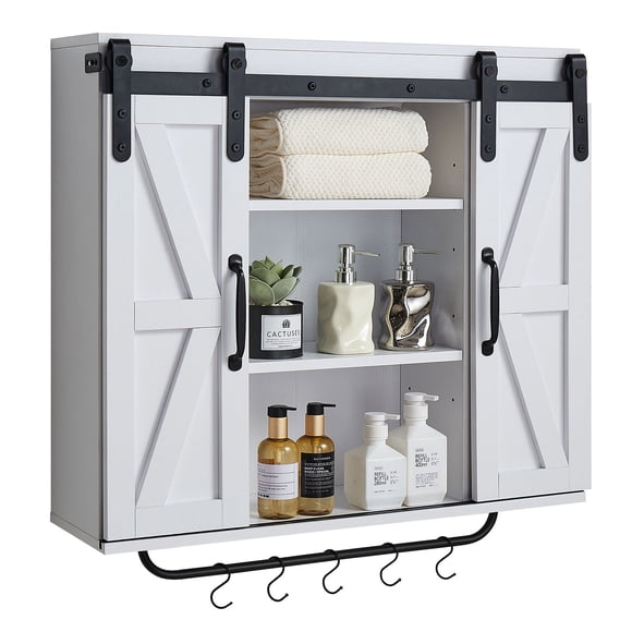 VEVOR Bathroom Wall Cabinet, 2 Doors and Adjustable Shelf, Over the Toilet Storage Medicine Cabinet Wall Mounted, White