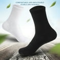 thumbnail image 3 of Mens Moisture Wicking Outdoor Hiking Work Cotton Socks Compression Cushion Crew Socks Leisure Men Black Socks 5 Pairs, 3 of 7