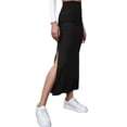 thumbnail image 3 of Slit Long Skirt, Bodycon Long Skirt Solid Color Elastic Easy Matching  For Vacation Green,Red,Brownness,Brown,Black, 3 of 6