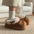 thumbnail image 6 of ZELANDWomen's Ins-Style Plush Loafer Slippers - Cute Bow-Knot Faux Fur Mules, Winter Warm Fleece-Lined Slip-on Cotton Shoes with Platform Sole for Indoor & Outdoor Comfort, 6 of 8