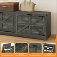 thumbnail image 4 of Craftian 55" Farmhouse Shoe Storage Bench – Tilt-Out 3-Drawer Cabinet with Flip-Top Seat, Entryway Mudroom Organizer, Holds 9-12 Pairs, 220 lb Weight Capacity, Dark Rustic, 4 of 9