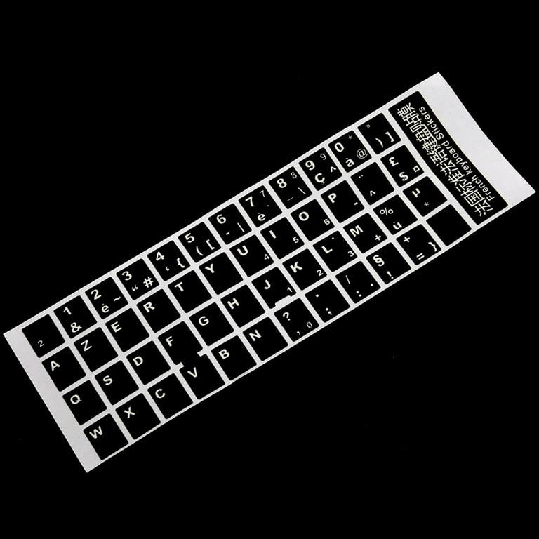 3X White Letters French Azerty Keyboard Sticker Cover Black for