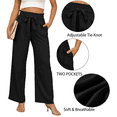 thumbnail image 3 of Gleelaud Women's Wide Leg Pants with Pockets Lightweight High Waisted Adjustable Tie Knot Loose Trousers Black, 3 of 7