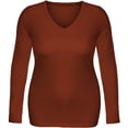 thumbnail image 2 of emmalise women's casual basic v-neck tshirt long sleeves tee top - junior and plus sizes, 2 of 3