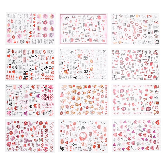 Pegatina de Arte de Umas, Pegatina Adhesiva de Umass No Tóxica Segura y Amigable para Las 12 Hojas para Tiendas de Umas para para el Hogar para para uñas para uñas para el Arte de Uañas