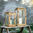 thumbnail image 6 of Lanterns Decorative - 18in Acacia Wood Lanterns Decorative with Flameless Pillar Candles, Decorative Lanterns for Home Decor, Indoor Outdoor, Front Porch, Garden, Farmhouse Style, 6 of 7