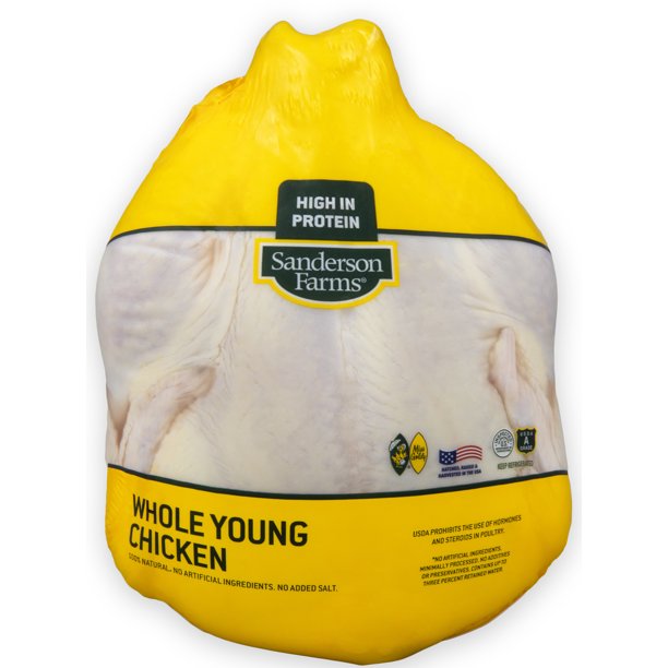 Sanderson Farms Fresh Whole Chicken, 21g Protein, 4oz 112g, 5.25 5.75