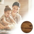 thumbnail image 3 of Japanese Style Acacia Wood Serving Tray, Round Wooden Cake Platter 26 cm, Flat Baking & Dessert Board, 3 of 7