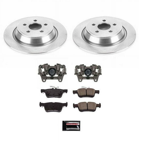 PowerStop Rear Stock Replacement Brake Pad and Rotor Kit with Calipers Fits: FORD LINCOLN Select Models KCOE7417A