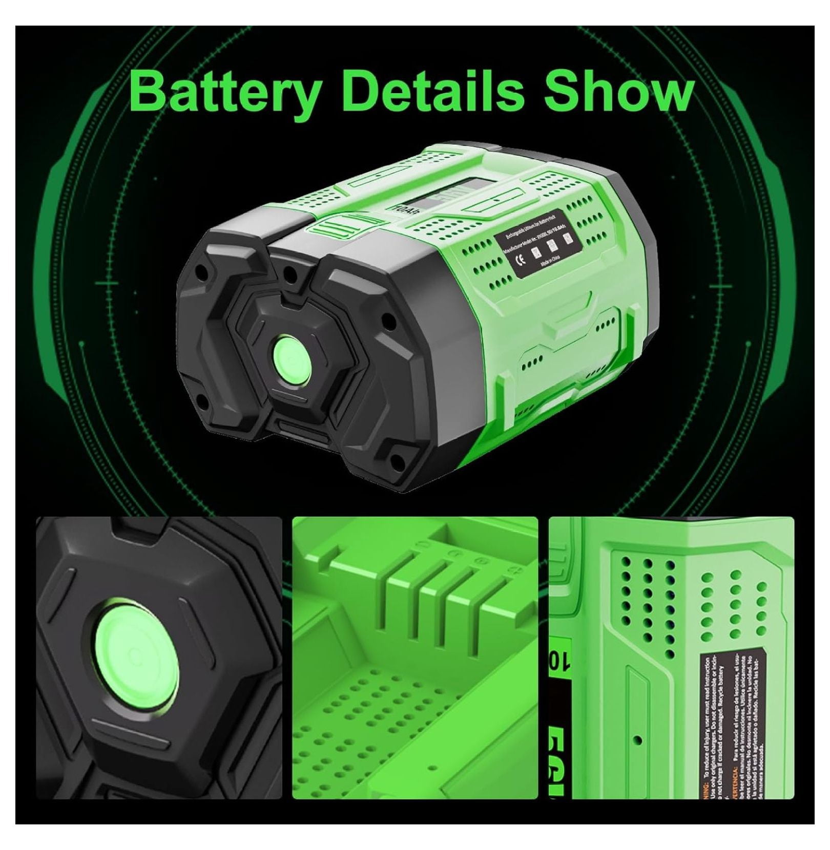 56V 10Ah EGO Battery Replacement - BA2800 BA4200 56 Volt Lithium Battery for EGO Power Tools - CS1604 CS1804 LB6504 HT2400 - 10000mAh Black