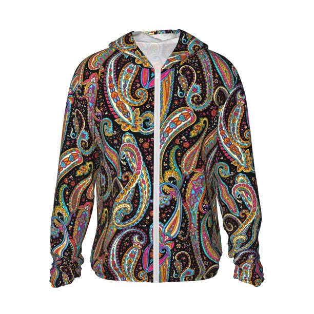 Balery Watercolor Romantic Paisley Sudadera ligera de manga larga con capucha y protección solar UPF 50+ para hombre y mujer, ideal para pesca y running-Medium
