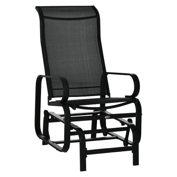 Outdoor Glider Rocker - Black Patio Glider Chair - Lightweight, Weather-Resistant, Smooth Rocking Arms - Backyard, Porch, Deck Seating