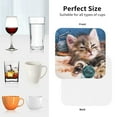 thumbnail image 5 of Leather Coasters with Heat-resistant for Drinks, Playful Cat Cup Coasters Cup Pad Mat for Tabletop Protection, Coffee Table, Office Desk and Housewarming Gift, 5 of 5