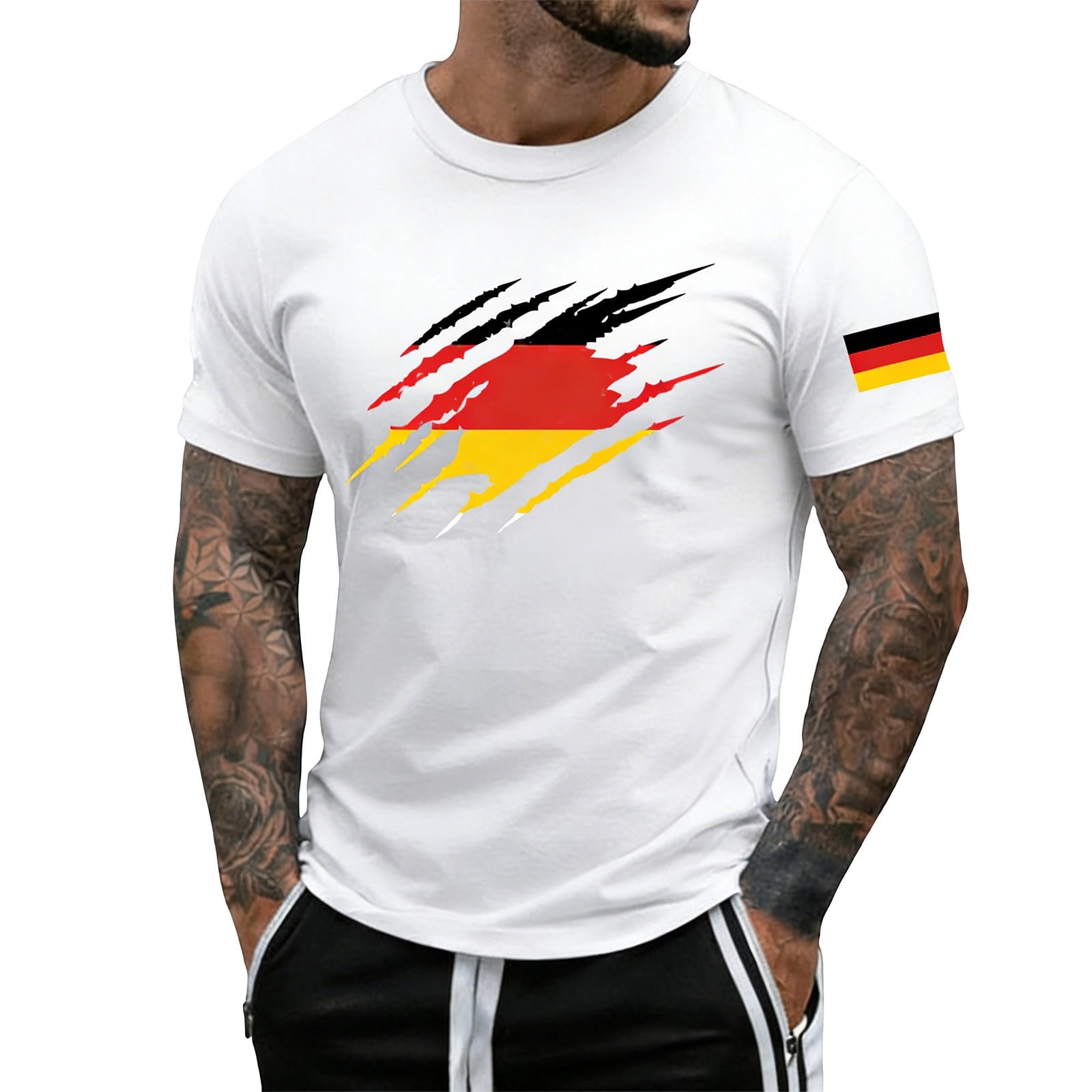 Mens Jerseys Football Shirt Germany Crewneck Short Sleeve Fan Tee Graphic Print Dressy Blouses 3XL