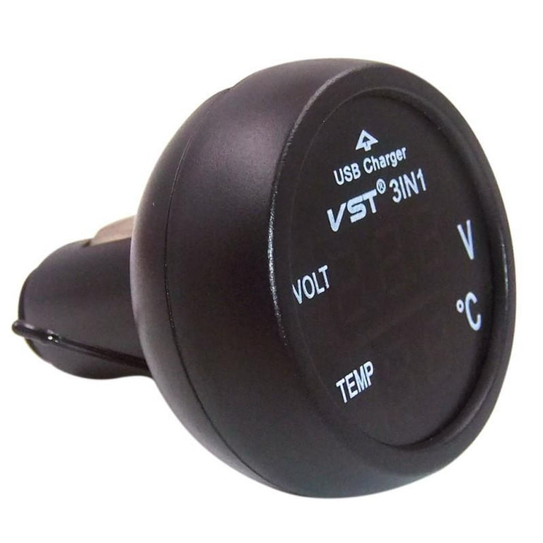 3 in 1 Digital LED car Voltmeter Thermometer Auto Car USB Charger