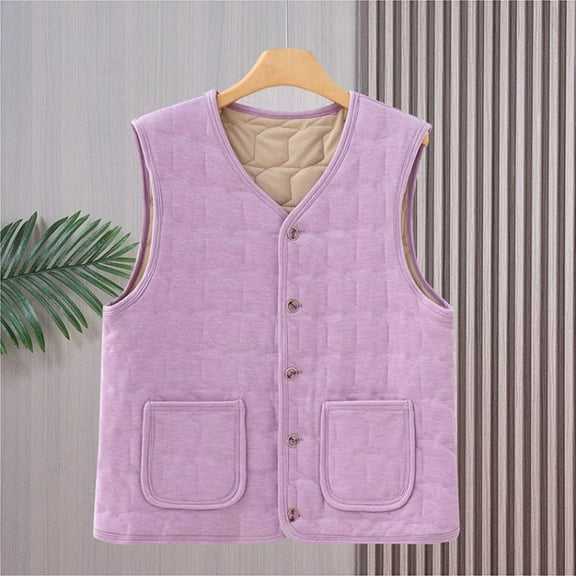 Neewe Women's Fleece Vest Fall Lightweight Sleeveless V-neck Jacket Inside 2XL-5XL