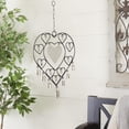 thumbnail image 2 of DecMode 22" Silver Metal Heart Windchime with Bells and Chain Ring Hanger, 2 of 6