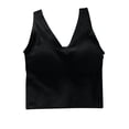 thumbnail image 5 of HOMBOM Camisole Tops for Women Built in Bra Summer Black Flowy Sleeveless Solid Color V-Neck Tank Blouse, 5 of 9