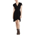 thumbnail image 1 of Vestido alto y bajo con envoltura sintética Rachel Roy para mujer Negro, 1 of 1